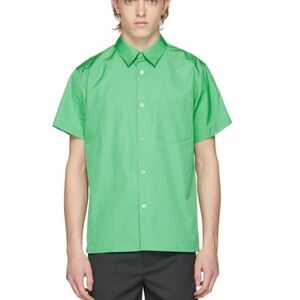 A.P.C Paris Short Sleeve Green Button Up Pocket Shirt Top